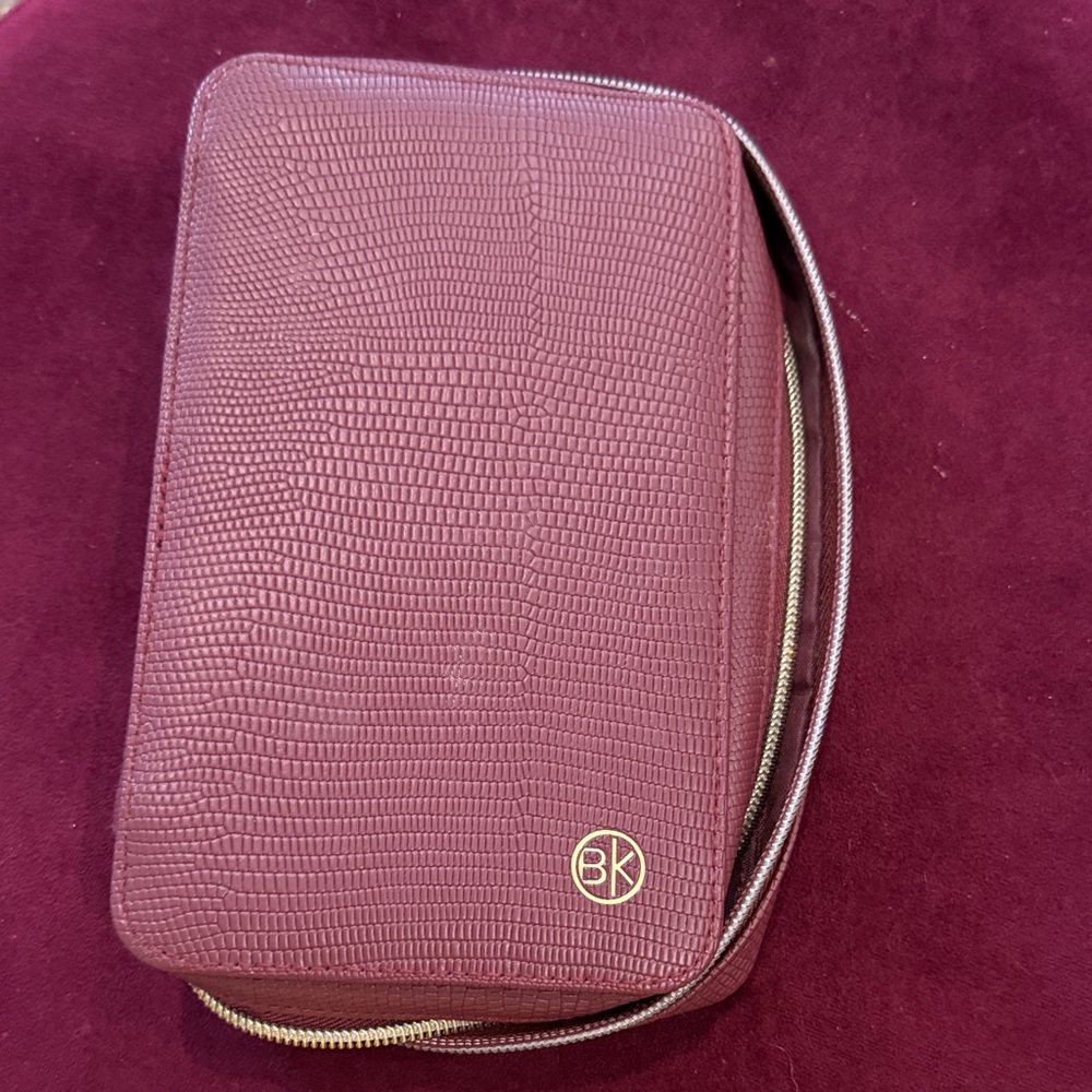 Burgundy Textured Clutch with Gold Accent
